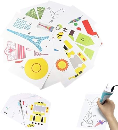 3D Printer Drawing Molds Paper Stencils for 3D Printing Pen,POYLKJGYT Printing Paper Painting Graffiti Template for 3D Pen Kids DIY Gift Present, 20 Sheets 40 Patterns with a PVC Transparent Board. by POYLKJGYT