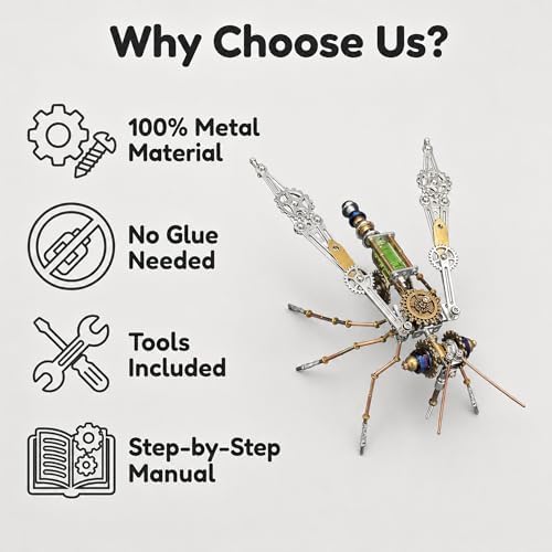 3D Metal Puzzles for Adults Teens-160+Pcs-Mechanical Mosquito Bee Insect Models-3 Hours to Build-Ideal for Birthday Gifts and Decorations (Mechanical Mosquito) - Image 6