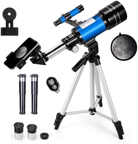 Telescope for Kids & Adults, 70mm Aperture 300mm Telescopes for Astronomy Beginners, 15X-150X Magnification Portable Refractor Telescope with Adjustable Tripod, Phone Adapter by HITUTTXLSeiko