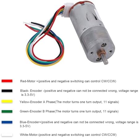 DIY Encoder Gear Motor with Mounting Bracket 65mm Wheel Kit, JGA25-371 Metal Gears DC12V for Smart Car Robot Printer Machinery Equipment (Speed ​​40) - Image 4