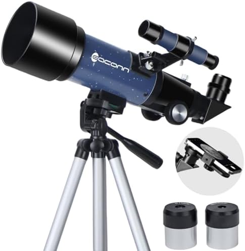 Telescopes, Telescope for Kids and Adults Beginners, 70mm Aperture 400mm Focus Length Refractor Travel Telescope with AZ Mount for Observe The Moon and Landscape by EACONN