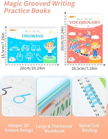 Magic Grooved Writing Practice for Kids Ages 3-8, Reusable Workbooks - Image 2