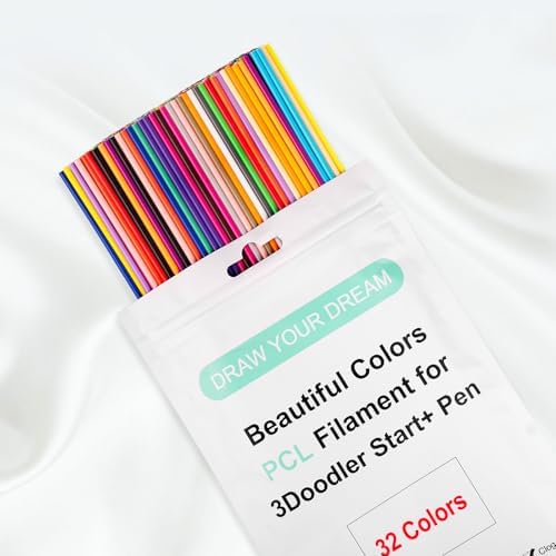 32 Colors 3D Doodler Pen Refills Packs for 3Doodler Start+ 3D Pen Low Printing Temperature PCL Filament 3D Doodler Refills Each Color 15.2 cm x 5 pcs Total 160 pcs Only Fit for 3Doodler Start+ by Kretrum