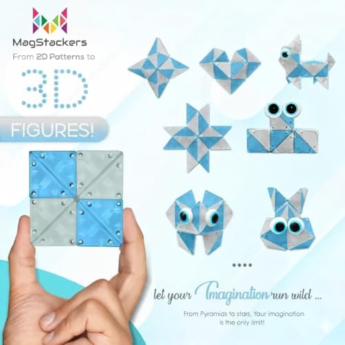 MagStackers Magnet Fidgets for Kids - 22 Pc Magnetic Tiles Toy Building Set with Tetrahedron and Tripyramidal Magnet Blocks for 5+ Years - Reduce Fidgeting and Create 1000+ Fun Creatures and Designs - Image 2