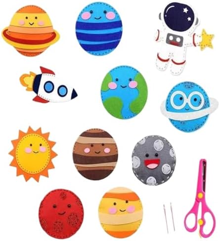Sjfbebsy 11Pcs Sewing Kits for Kids 8-12, Felt Solar System Kids Sewing Kit Educational Beginners Space Kit for of All Ages - Image 5