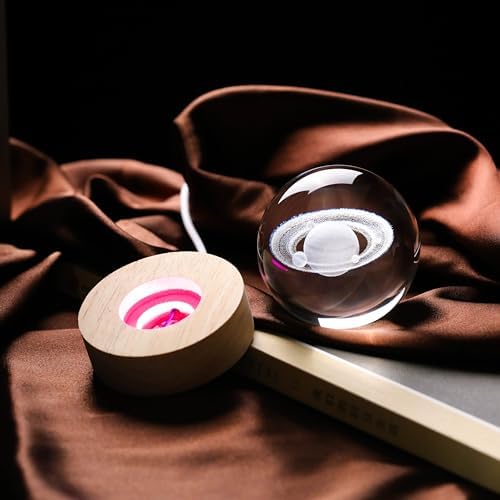 3D Saturn Crystal Ball with LED Colorful Lighting Touch Base, Saturn Decor Science Astronomy Gifts God Bless The World Easter Religious Space Gifts Decor - Image 5