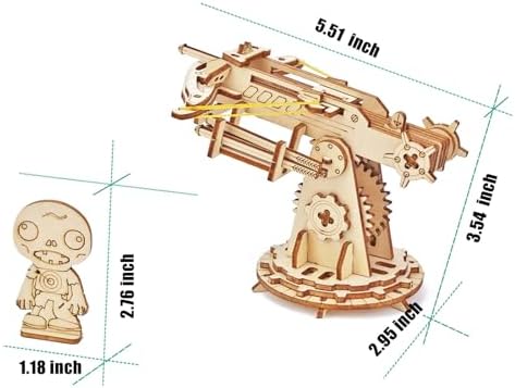 AriaPrec Wooden Catapult 3D Puzzle Kit with Zombie Target - DIY Ballista Model & Rubber Band Launcher, Creative Craft Decor for Adults & Teens - Image 3