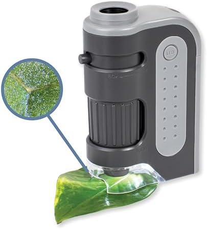 Carson MicroBrite Plus, 60x-120x LED Lighted Pocket Microscope |Portable Handheld Microscope STEM Toy - Mini Microscope for Student Science Lab, Educational Portable Microscope (MM-300) by Carson