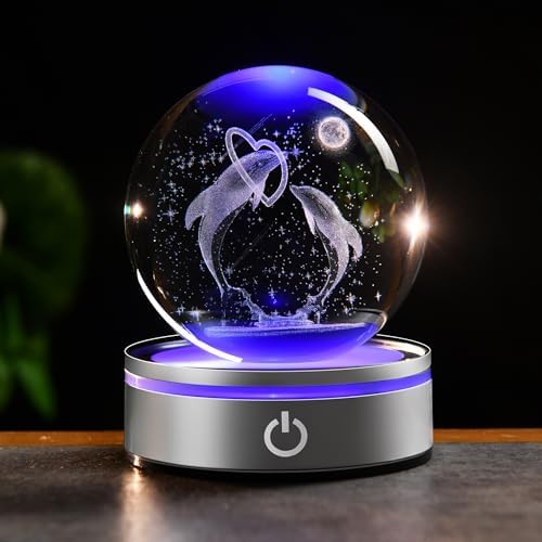 IFOLAINA 3D Dolphin Crystal Ball Night Lights Dolphin Lovers Gifts by IFOLAINA