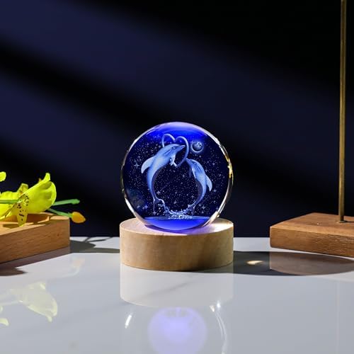 3D Dolphin Gifts for Women - Crystals Ball 60mm Dolphin Figurines Decor Glass Animals Figurine - Birthday Keepsake Paperweight - Image 5