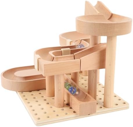 Jiawu Wooden Marble Model Building Kit, Educational Beech Wood Construction Stable Track Design, Mechanical Marble Assembly Model Kit with Assembly Track Blocks Beads for Kids and Adults - Image 3