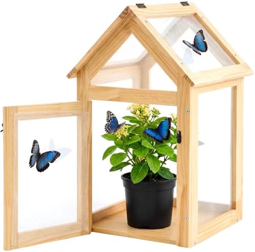 Cinnvoice Butterfly Habitat Cage Kit 19.7" Outdoor Large Insect Mesh Cage Terrarium Garden Grow Tent for Hatching Butterflies, Education Science Parent Child Interaction Observation by QinYee