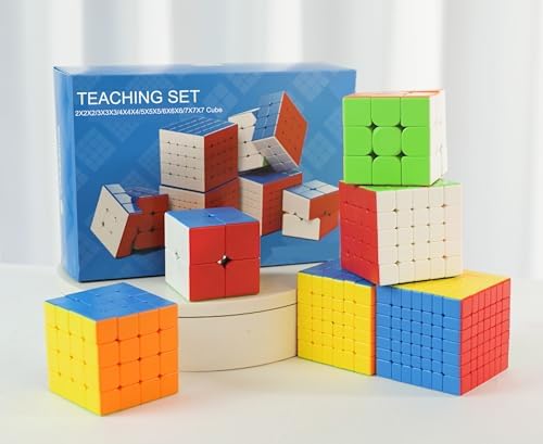 Speed Cube Set - Puzzle Cube, Magic Cube Bundle Collection Cube 2x2 3x3 4x4 5x5 6x6 7x7 Puzzle Cube Toy Gift Box for Children Adults, Pack of 6, Moyu MFJS WCA 2-7 Set (Stickerless) - Image 2