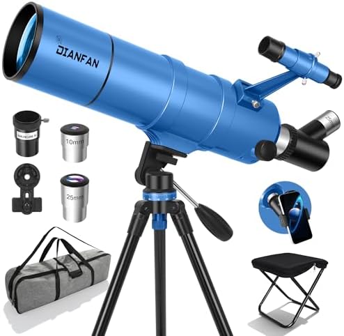Dianfan Telescope for Kids & Adults, 90mm Aperture 550mm Astronomical Professional Telescope for Adults High Powered, Portable Travel Telescopes for Beginners with Tripod & Adapter, Bag, Folding Stool by DianfanProfessionalTelescopes