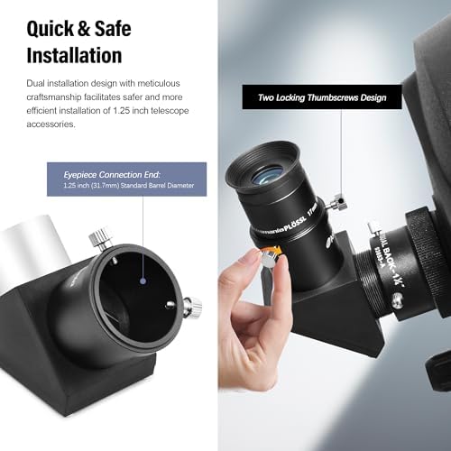 Astromania 1.25" 40mm Super Plossl Telescope Eyepiece - Bundle with - 1.25" 90-Degree Diagonal Mirror - Image 4