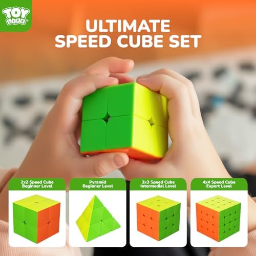 STEAM Life Speed Cube Set 4 Pack Magic Cube | Includes Speed Cubes 3x3, 2x2 Speed Cube, 4x4, Pyramid Cube, Smoothly Puzzle Cube Bundle Magic Cubes Collection for Kids & Adults - Image 4