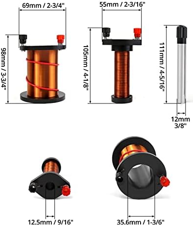 QWORK Demonstration Induction Coil with Primary Coil, Secondary Coil and Soft Iron Core Cylindrical Magnet for Physics Teaching, 2 Set - Image 6