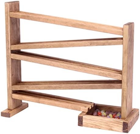 Marble Roller Racetrack Wooden Toy - Child-Safe Finish - Pack of Marbles Included (Harvest Stain Finish) by AmishToyBox.com