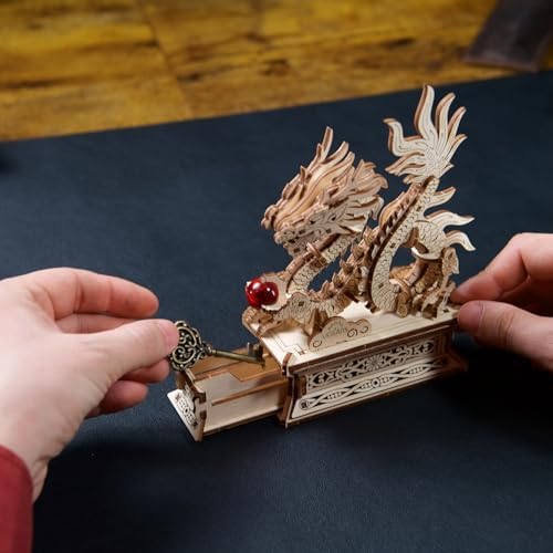 UGEARS Wood Dragon 3D Puzzle – 3D Wooden Puzzles for Adults, Wooden Models for Adults to Build, Mechanical Puzzle Box with Hidden Compartment, DIY Model Kit, Brain Teaser, Unique Chinese Dragon Gift - Image 2