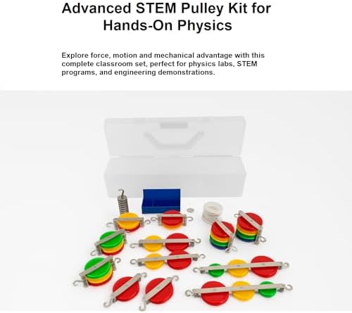 Sci-Supply Advanced Pulley Kit, Physics Demonstration Set, STEM Education, 12 Pulley Types with String and Weights, Color-Coded, Storage Case Included - Image 3