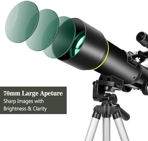 Telescopes, Telescope for Kids and Adults Beginners, 70mm Aperture 400mm Focus Length Refractor Travel Telescope with AZ Mount for Observe The Moon and Landscape - Image 2