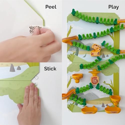Oribel VertiPlay Magnetic Marble Run | 100 pcs STEM Toy, Dino Quest Edition | 2 Magnetic Play Boards | Wall Toy for Kids Age 5+ | Magnetic Track-Building Set | Dinosaur-Themed Stick-On Playboard - Image 5