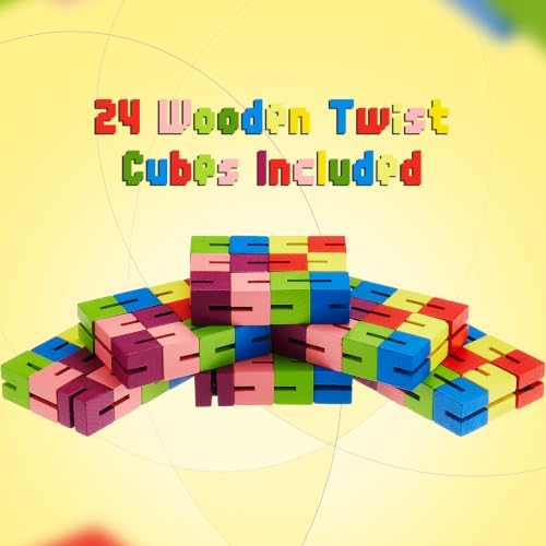 Sumind 12 Pcs Wooden Twist Block Puzzle, Fidget Toy for Teens Adults - Image 4