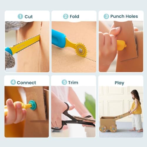 Kizzikids Cardboard Tools for Kids, STEM Construction Kit Safe Cutter - Image 6