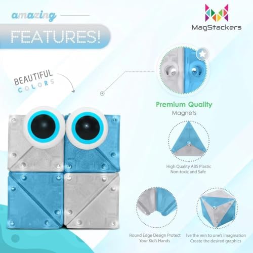 MagStackers Magnet Fidgets for Kids - 22 Pc Magnetic Tiles Toy Building Set with Tetrahedron and Tripyramidal Magnet Blocks for 5+ Years - Reduce Fidgeting and Create 1000+ Fun Creatures and Designs - Image 4