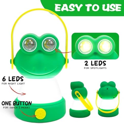 Outdoor Equipment LED Camping Lantern for Kids Age 6+, Battery Powered Night Light, Theme Gift for Children's Day, Birthday, Frog Style Lightweight Tent Lamp (Battery NOT Included) - Image 2