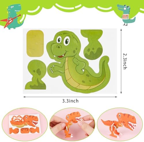 KIMOBER 25Pcs Educational 3D Cartoon Puzzle,3D Dinosaur Puzzle for Kids DIY Cartoon Dinosaur Animal Learning Jigsaw Toys for Kids - Image 3