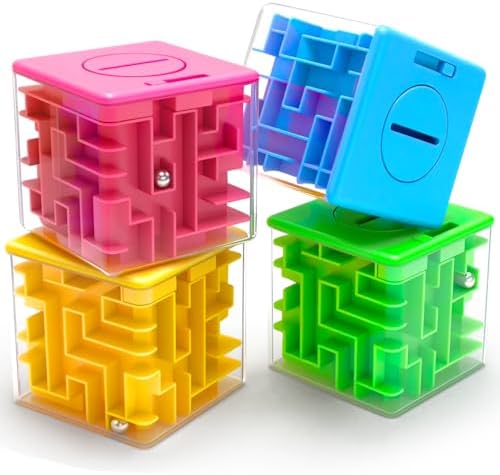 4 Pack Money Maze Puzzle Gift Boxes, Magic Cube Money Puzzle Toys by TCVENTS