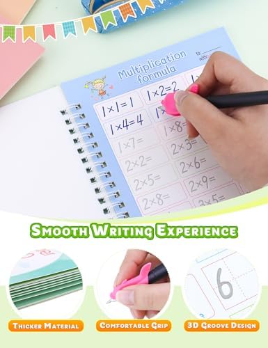 Magic Practice Copybook, Reusable Writing Practice Book, Handwriting Aid Practice for Preschool Kids Age 3-8 Calligraphy (5 Books with Pens) - Image 5