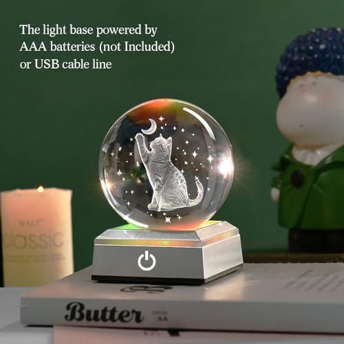 Cat Crystal Ball Lover Gifts for Women 80mm Cat Themed Gifts for Daughter - Image 4