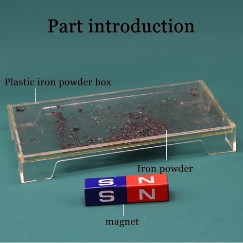 3D Magnetic Field Lines Demonstration Kit, Transparent Iron Filing Box & Permanent Magnet Set for Induction Line Distribution Physics Teaching Experiments - Image 2