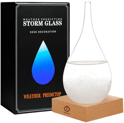 Storm Glass Weather Predictor,Christmas Snow Globe Storm Glass Barometer Weather Predictor, Home and Office Decorative Glass Bottles, Christmas Unique Gifts for Women/Men (L) by GMISS