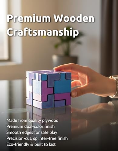 Interlocking Cube Brain Teaser Puzzle for Kids and Adults, Pocket Size 1.77 Inch Dual Color Blue and Purple Logic Challenge, Screen Free Focus Toy and Thoughtful Gift Idea - Image 4