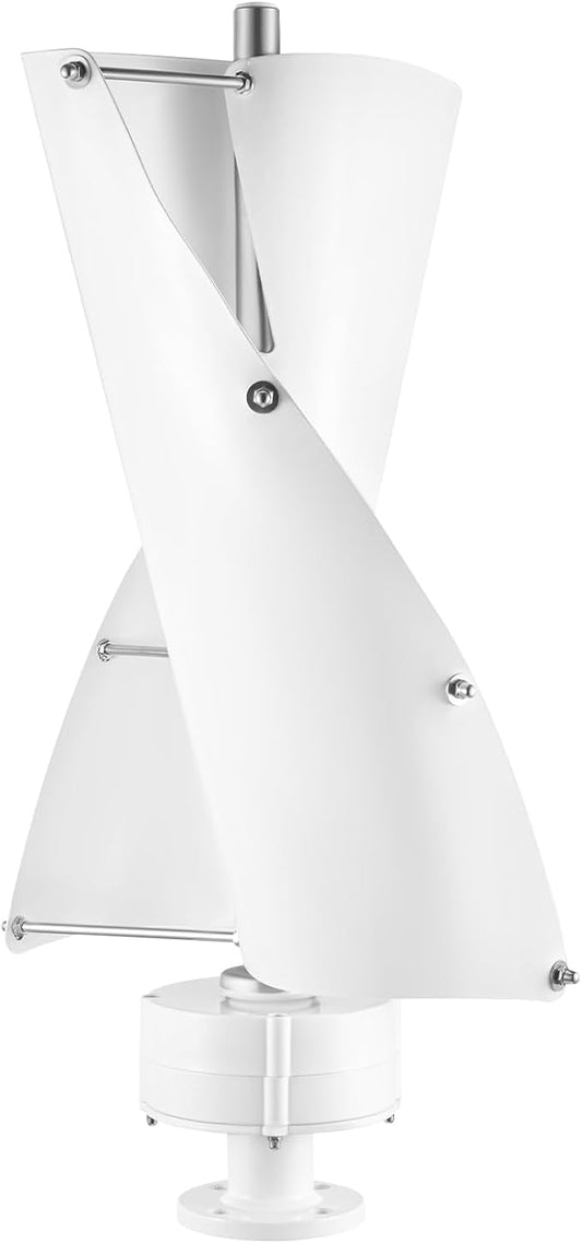 Bepritm Vertical Axis Wind Turbine, Wind Generator Kit with Controller & IP67 Protection, Ultra-Quiet Design for Home, RV, Business, Industrial Energy Supply (100W 12V White 2 Blades)