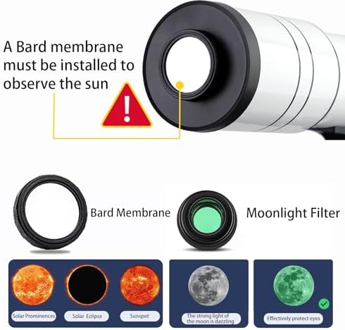Telescope for Adults & Kids，70mm Aperture 400mm Astronomical Refractor Telescopes for Kids Beginners，with Adjustable Height Tripod，Moon Mirror, Bard Membrane，Phone Adapter, Carrying Bag - Image 3