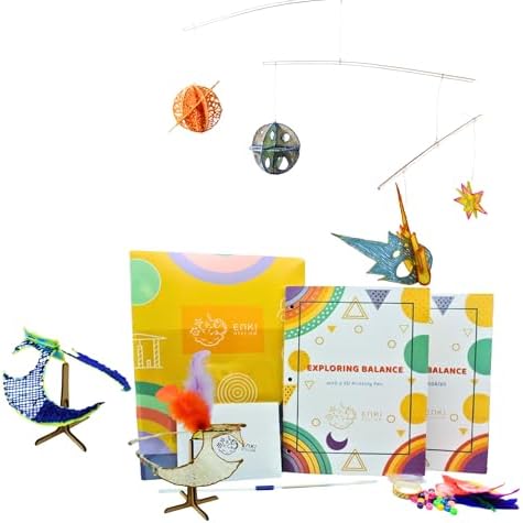 Balancing Bird & 4-in-1 Space Mobile STEM Kit for 3D Pens, 2 Physics Projects for Kids Ages 8–12, 60+ Page Guide and Experiment Components, 3D Pen Required by EnkiAtelier