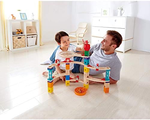 Hape Castle Escape - Quadrilla Wooden Marble Run Blocks - STEM Learning, Building & Development Construction Toy - Counting, Color & Problem Solving for Ages 4+, 101Piece, Multi Color (E6019) - Image 3