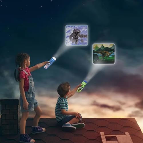 Georgie Porgy Slide Torch Projector Toys Flashlight for Kids Educational Solar System Planet Toys Science Set Wall Ceiling Tents Dino Night Lamp Gifts for Boys Girls (Outer Space + Dinosaur) - Image 2