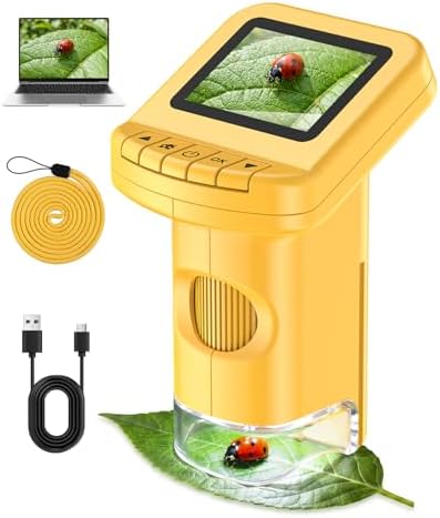 Handheld Portable Microscope for Kids, 120X-1200X for Ages 6-12 Boys Girls by CIGXAVO