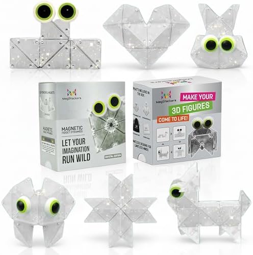 MagStackers Magnet Fidgets for Kids - 22 Pc Magnetic Tiles Toy Building Set with Tetrahedron and Tripyramidal Magnet Blocks for 5+ Years - Reduce Fidgeting and Create 1000+ Fun Creatures and Designs by HyperBlasters