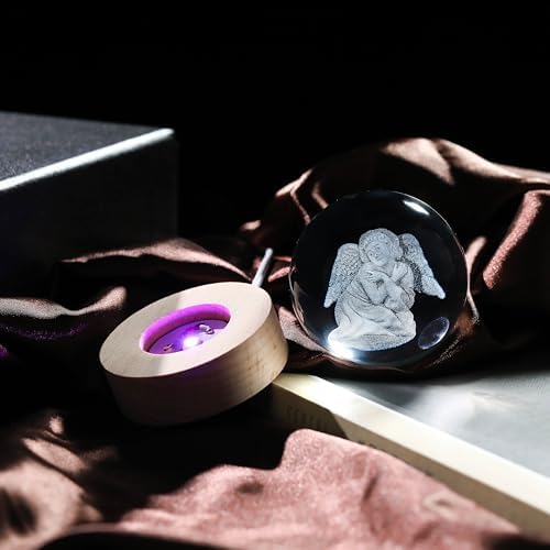 3D Angel Gifts for Women - Crystals Ball 60mm Angel Figurines Decor Glass Animals Figurine Stuff for Room Birthday for Best Friend Lovers Paperweight - Image 4