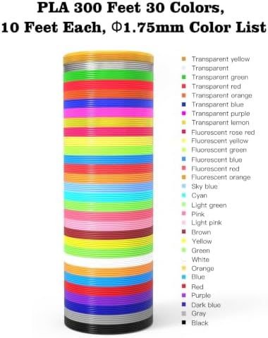 3D Pen Filament Refills 30 Colors, Bonus 250 Stencils eBooks - 3D Pen Filament PLA 1.75mm,Non-Toxic, Smooth Printing Refills - Image 2