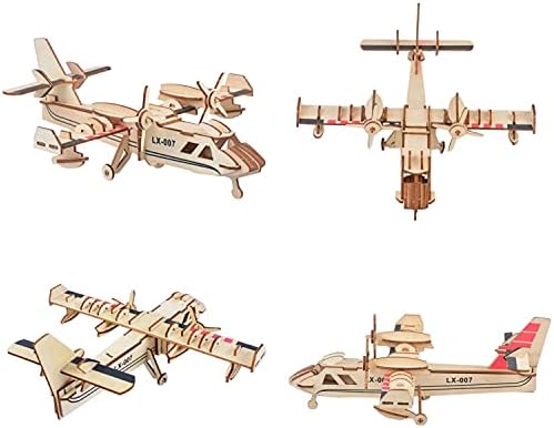 3D Wooden Aircraft Puzzle, 6 Piece Set Aircraft & Helicopter DIY Assembly Build Model Kits, Wood Crafts STEM Brain Teaser Puzzles, 3D Puzzle for Adults & Teens Xmas Birthday Gifts - Image 2