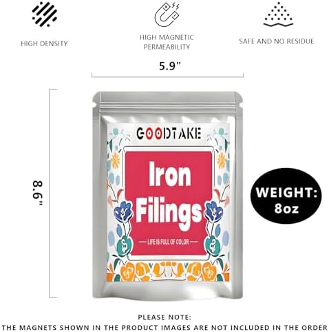 GOODTAKE Iron Filings, Iron Shavings, Iron Powder, Magnetic Powder, Iron Oxide Powder, Metal Shavings, Magnetic Sand Ideal for Science Experiments, Educational Projects Magnetic Studies (8 Ounces) - Image 2