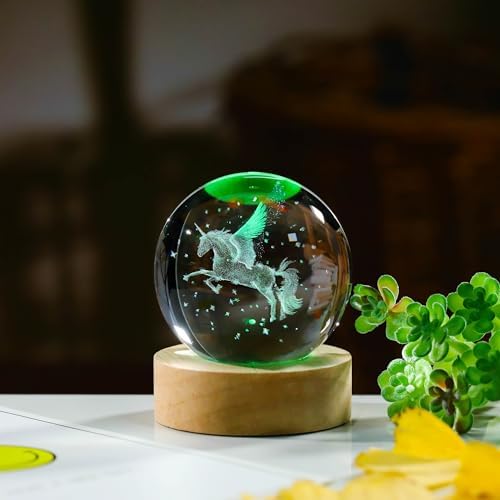3D Unicorn Gifts for Women - Crystals Ball Unicorn Figurines Decor Glass Animals Figurine - Image 2