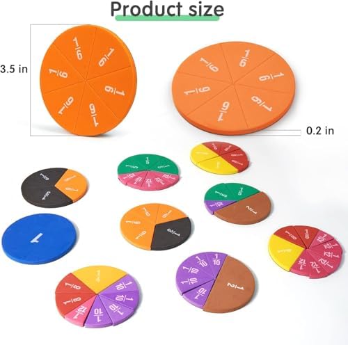 4 Pack Magnetic Fraction Circles 204 pcs Fraction Bars Set - Image 6